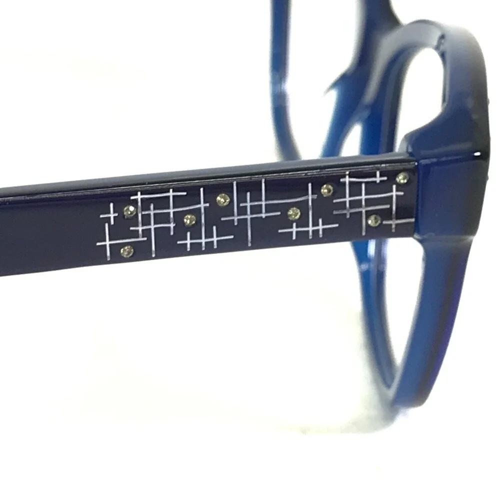 Judith Leiber Eyeglasses Frames JL-3041 Denim Blue Cat Eye Crystals 53-18-140